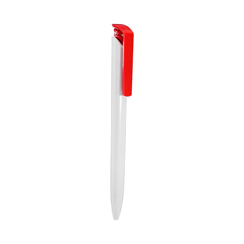 Red Color Retractable Ballpoint Pen With The Barrel, Clip & Push Button